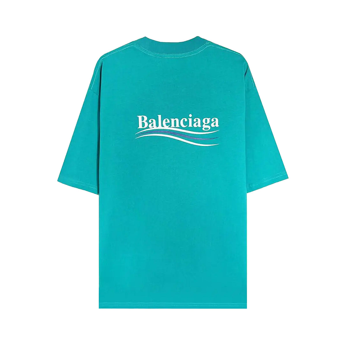 Koszulka Balenciaga Political Campaign oversize zielona — tył z dużym logo