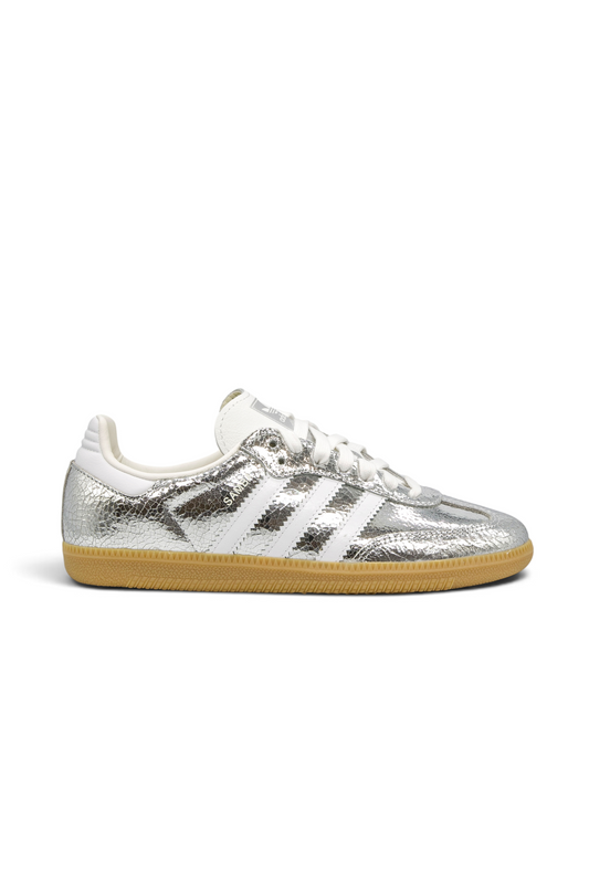 adidas Samba OG Silver Metallic Cracked Leather (Women's) (JR0035)