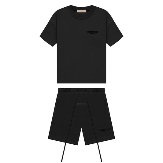 Letni set Essentials Fear of God Stretch Limo — koszulka i szorty w grafitowej czerni