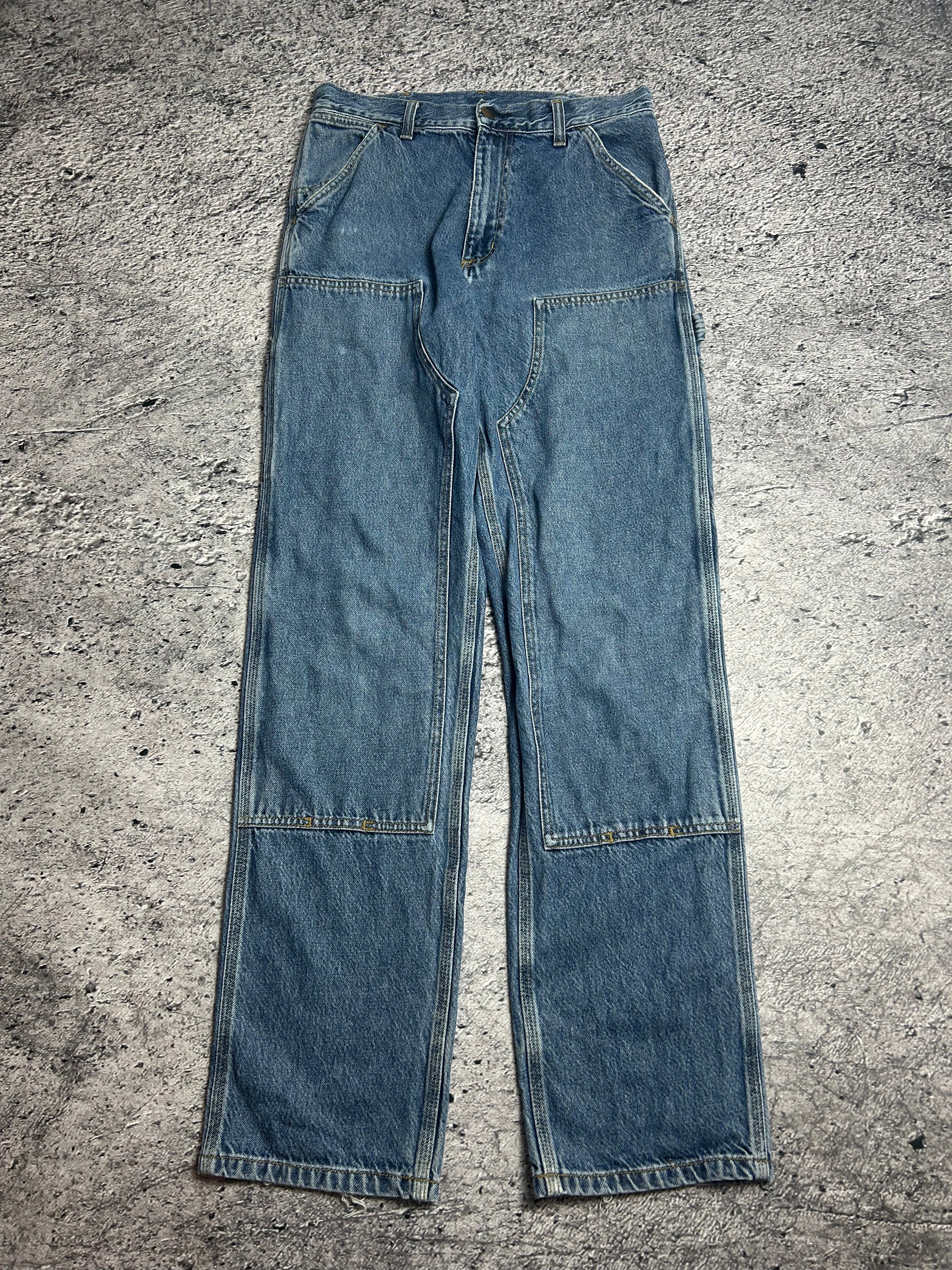 Niebieskie Damskie Jeansy Carhartt Wip Double Knee Pant 28 x 34