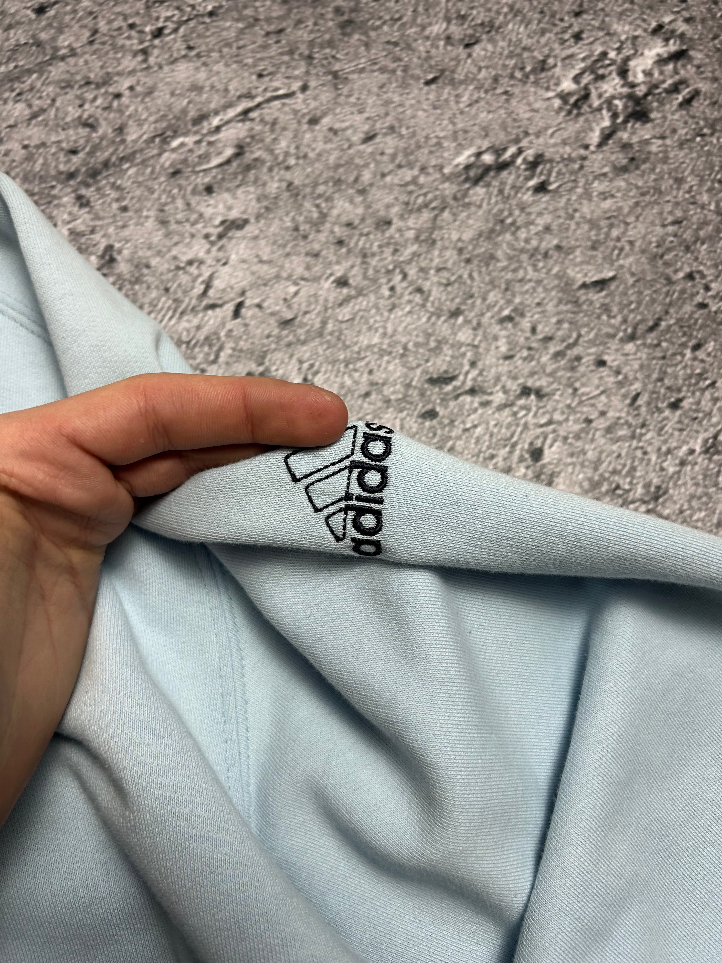 Vintage Damska Błękitna Bluza Crewneck Adidas Central Spellout Logo Rozmiar L