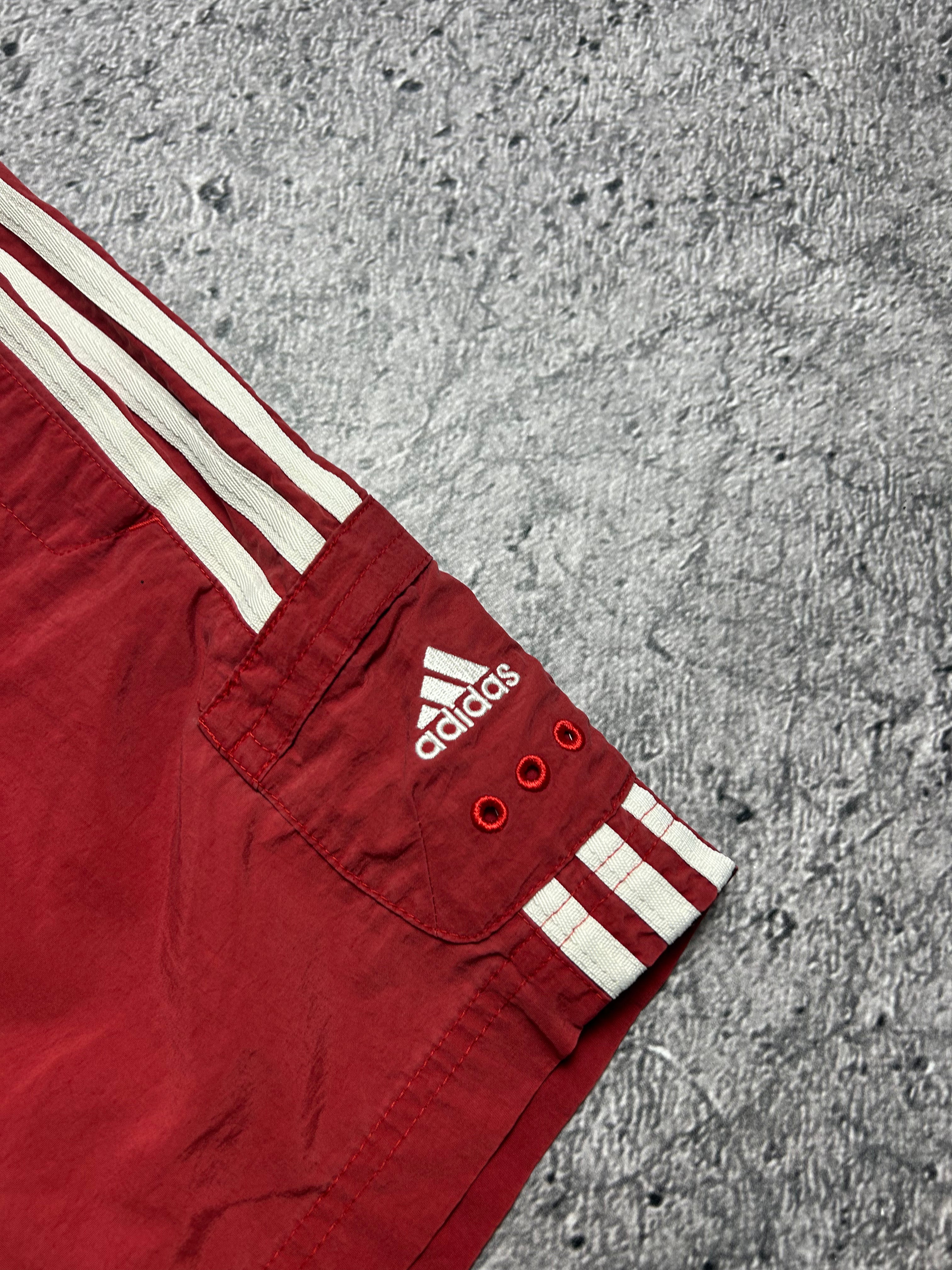 Vintage Czerwone Shorty Adidas 00-10s 3 Paski Rozmiar M