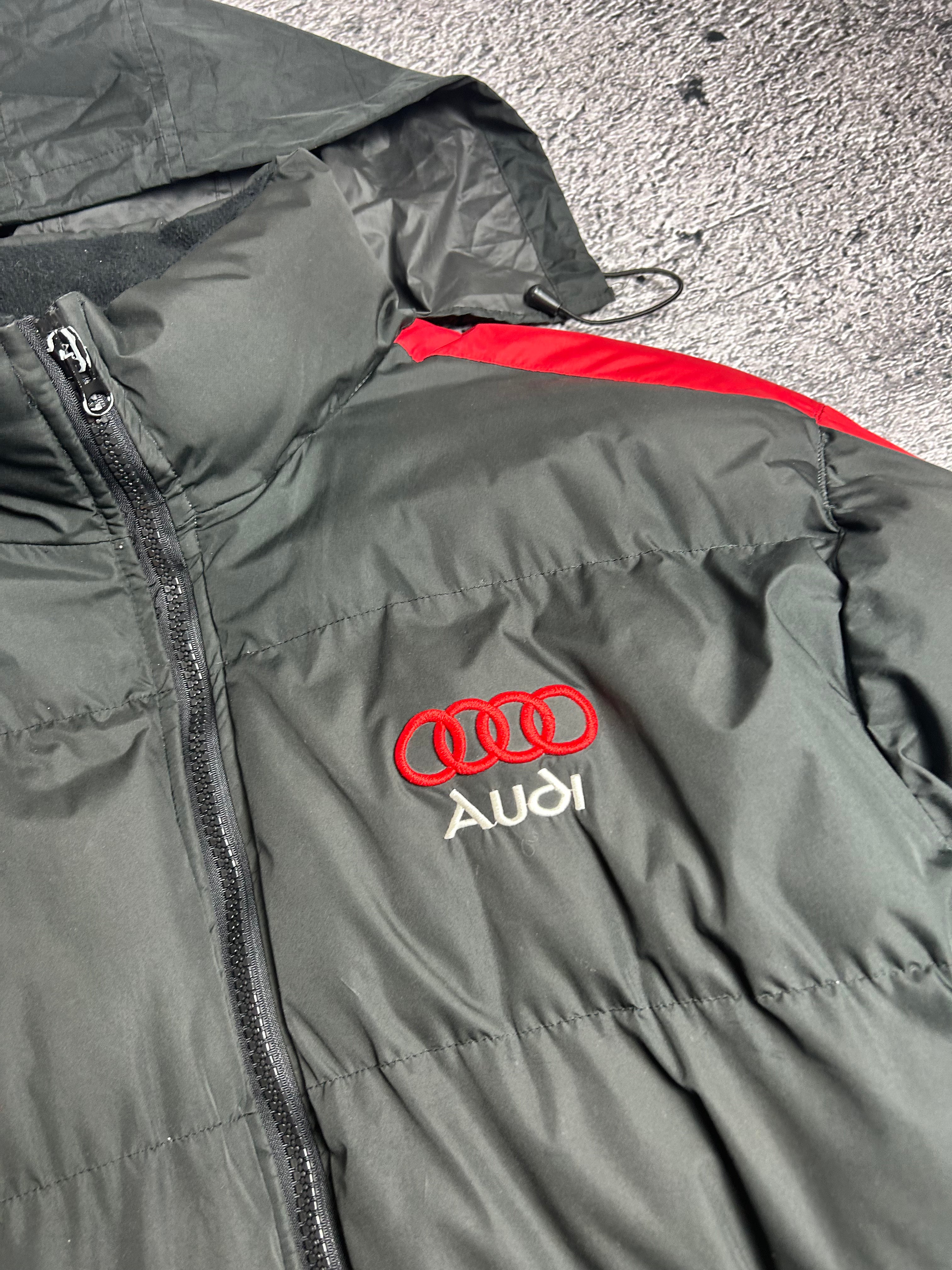 Vintage Grand Prix Audi Puffer Jacket Racing Rozmiar XXL
