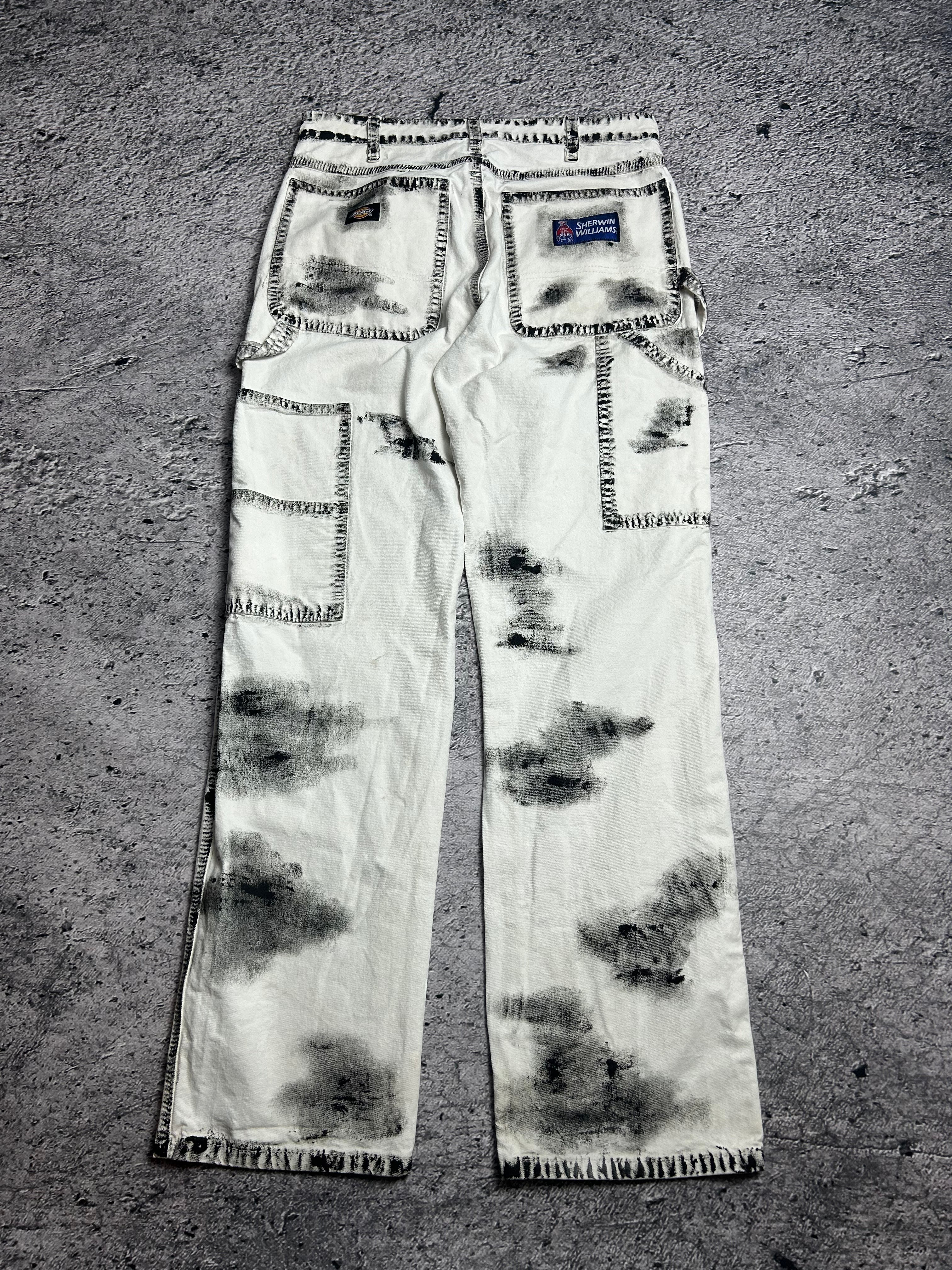 Białe Jeansy Dickies x Sherwin WIlliams Hand Made Custom Paint