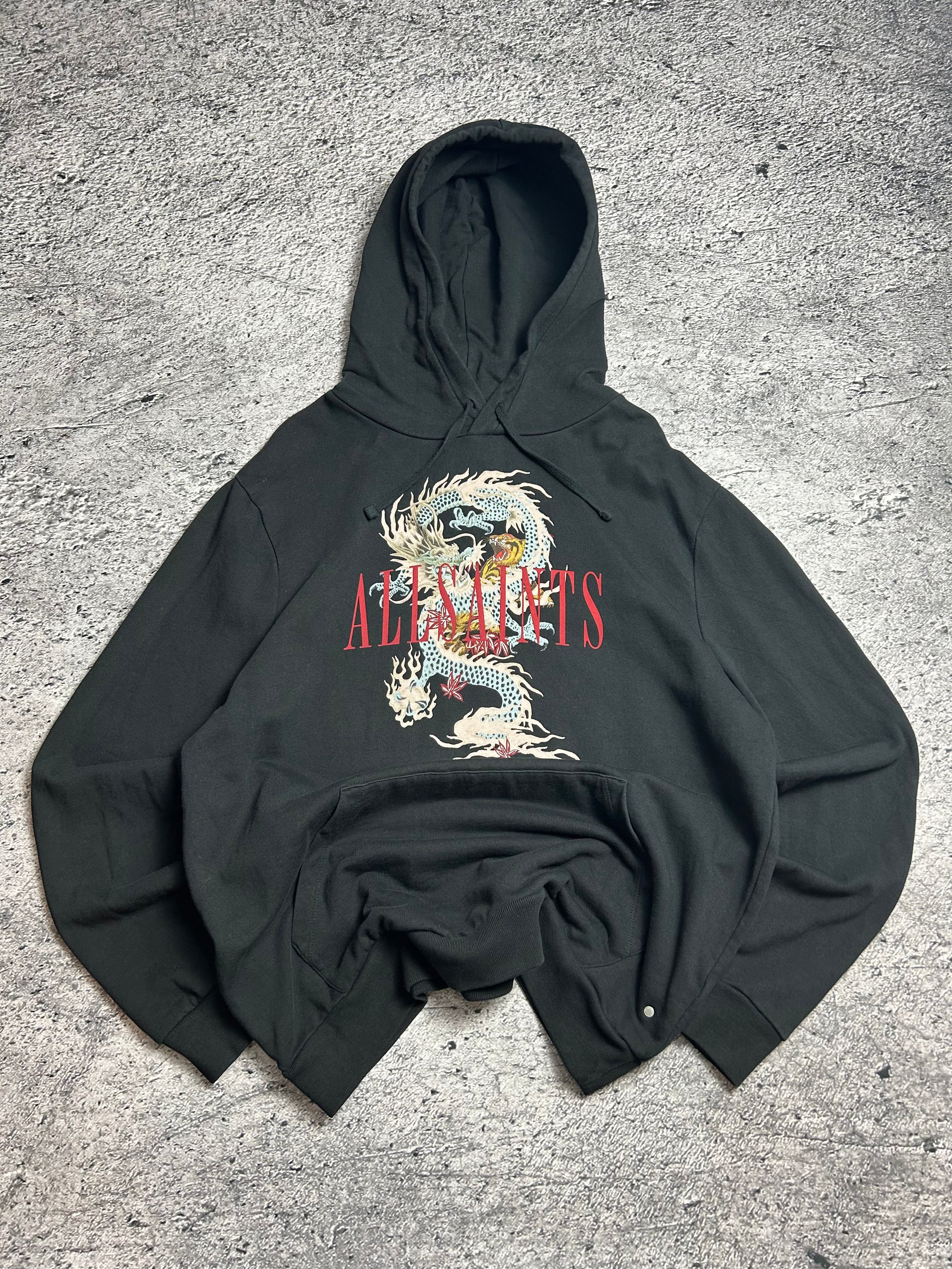 Czarna Bluza Hoodie AllSaints Dragon Body Print Rozmiar XL