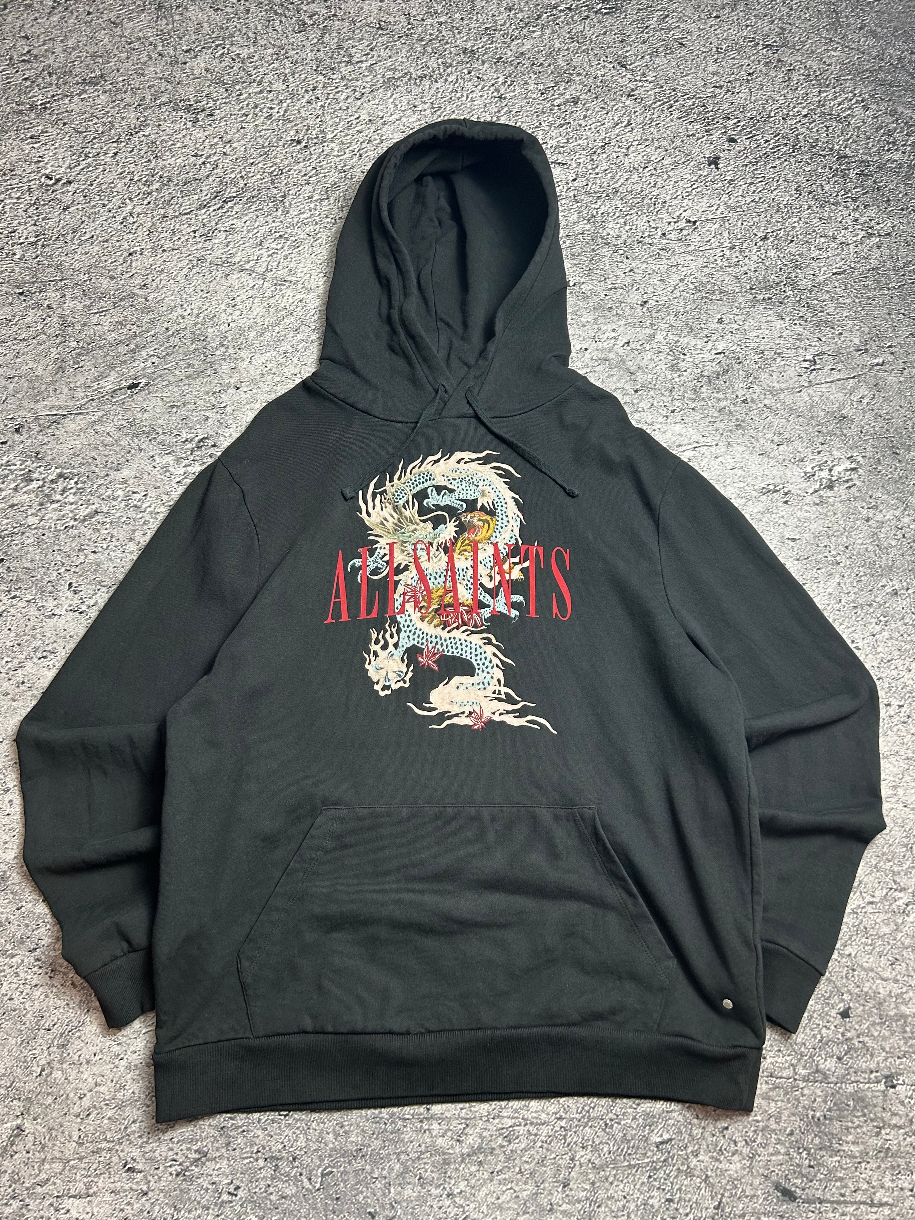Czarna Bluza Hoodie AllSaints Dragon Body Print Rozmiar XL