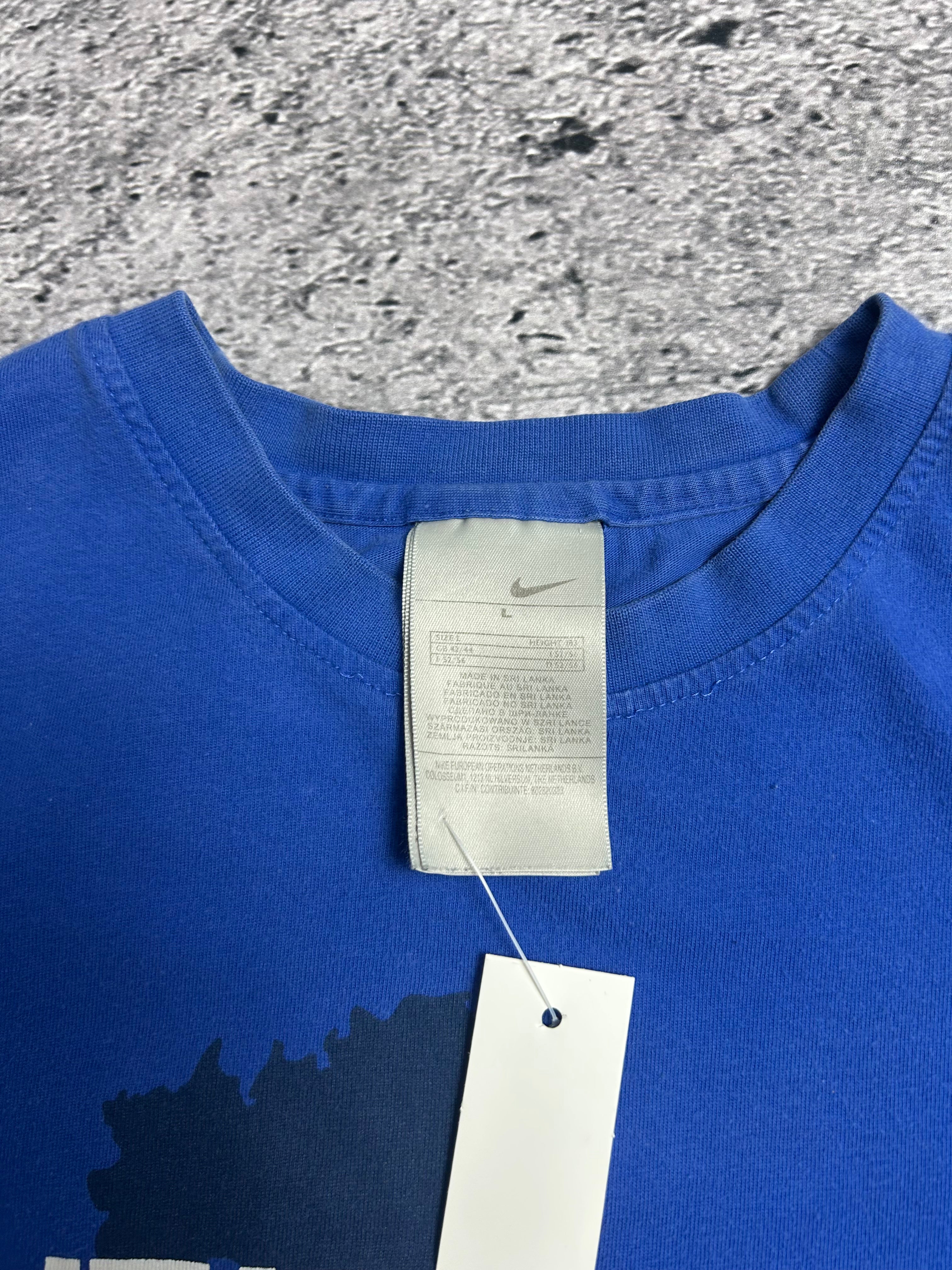 Vintage Nike Niebieski T-shirt Italia 00s Body Print Rozmiar L