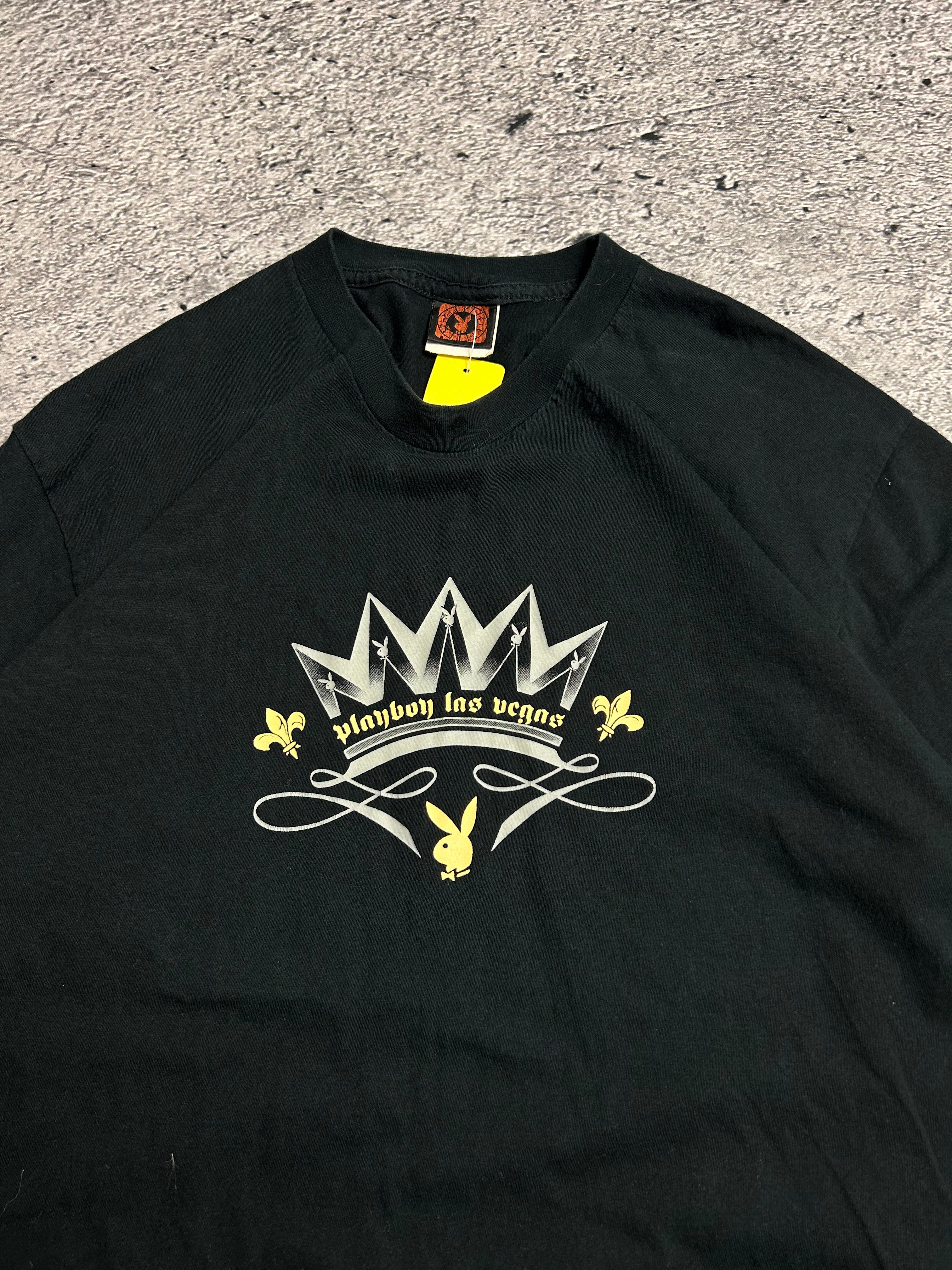 Vintage Czarna Koszulka T-Shirt Playboy Y2K Style Rozmiar L