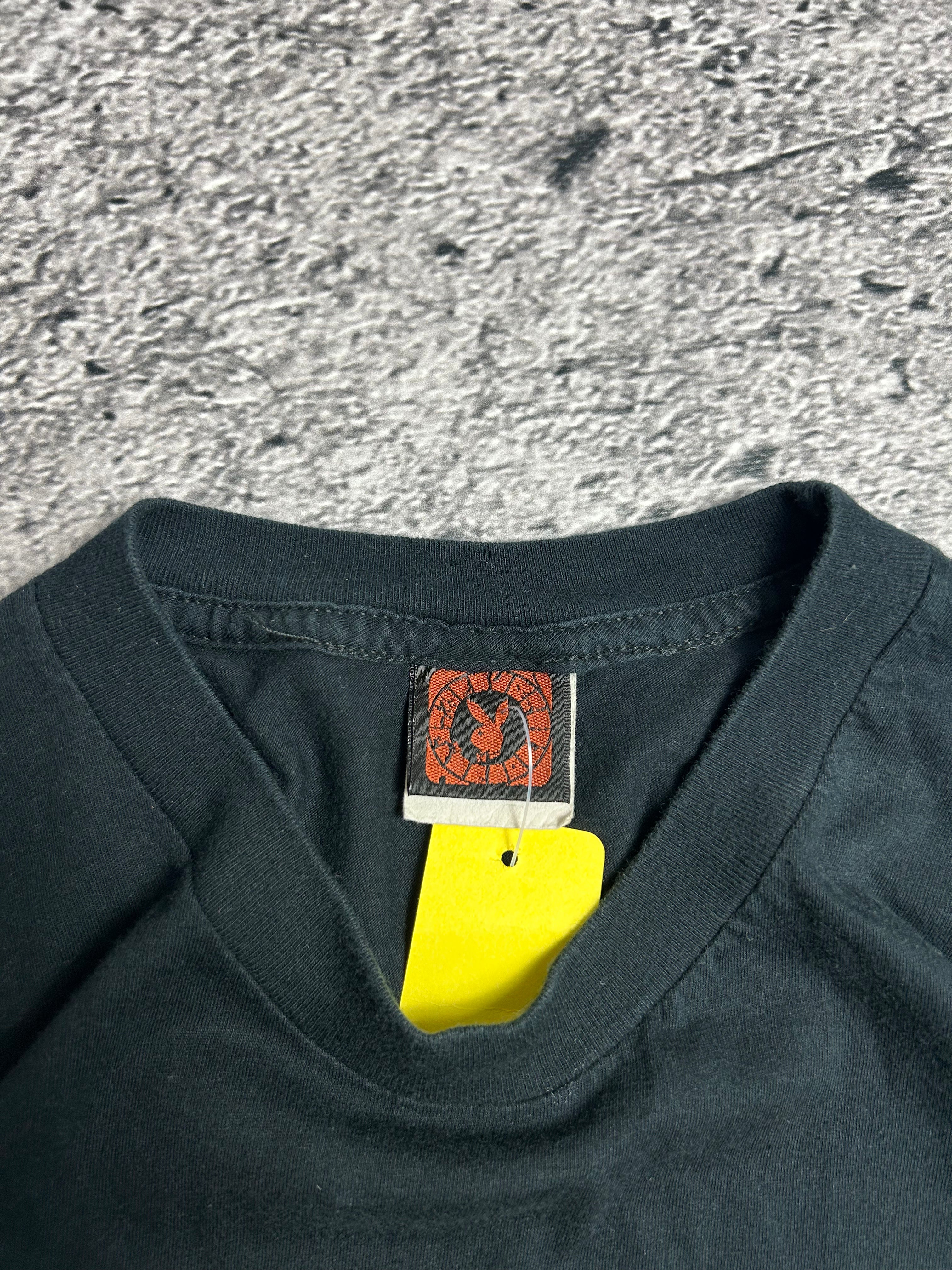 Vintage Czarna Koszulka T-Shirt Playboy Y2K Style Rozmiar L