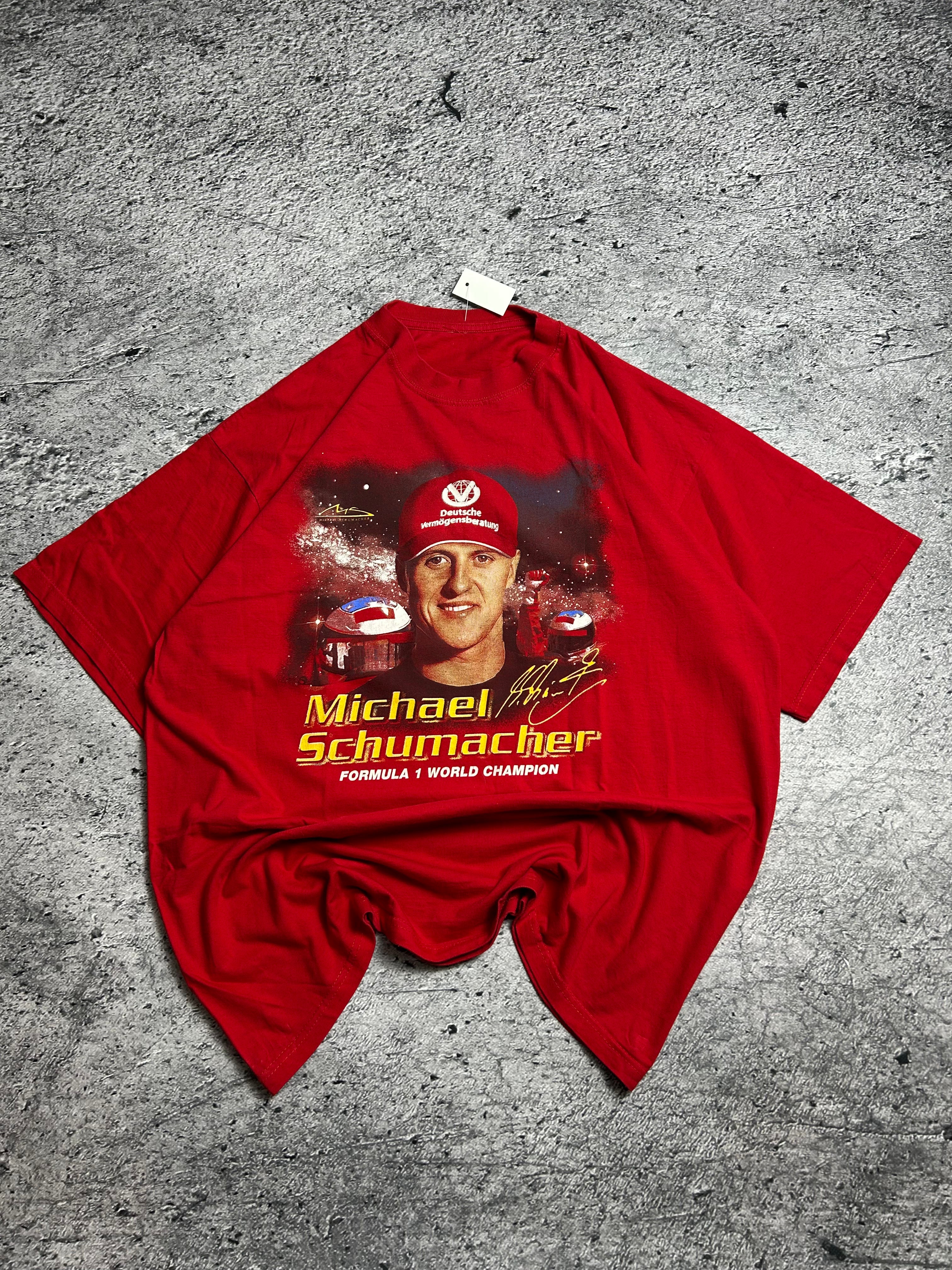 Vintage 00s Michael Schumacher Czerwona Koszulka T-shirt Rozmiar XL