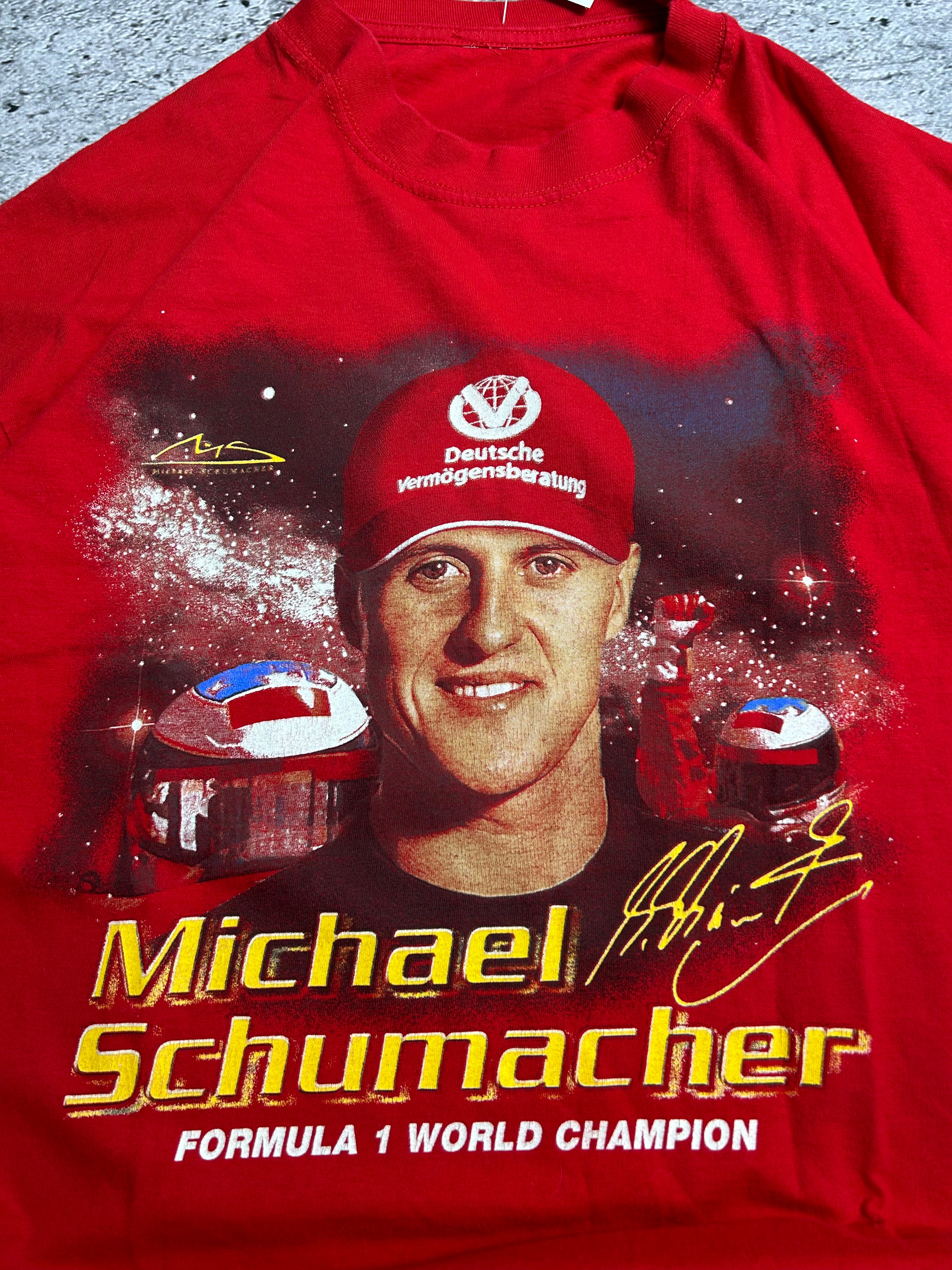 Vintage 00s Michael Schumacher Czerwona Koszulka T-shirt Rozmiar XL