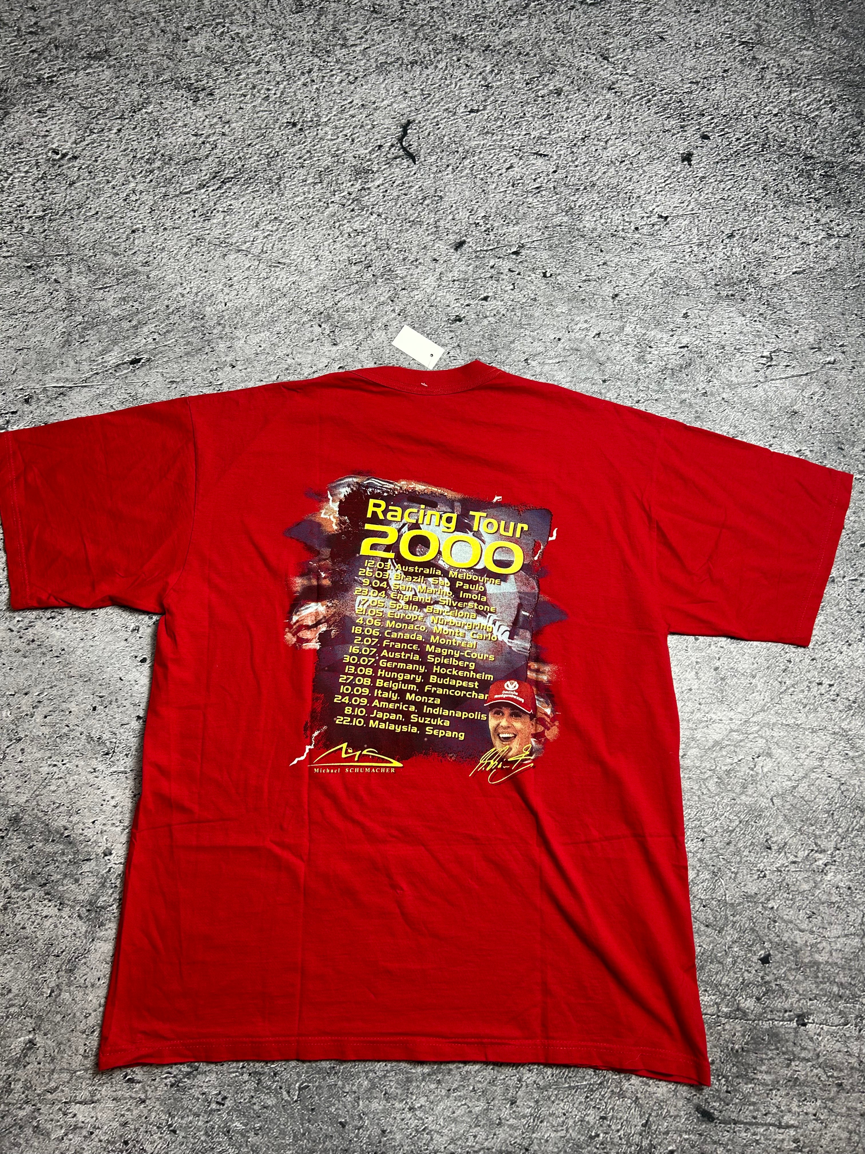 Vintage 00s Michael Schumacher Czerwona Koszulka T-shirt Rozmiar XL