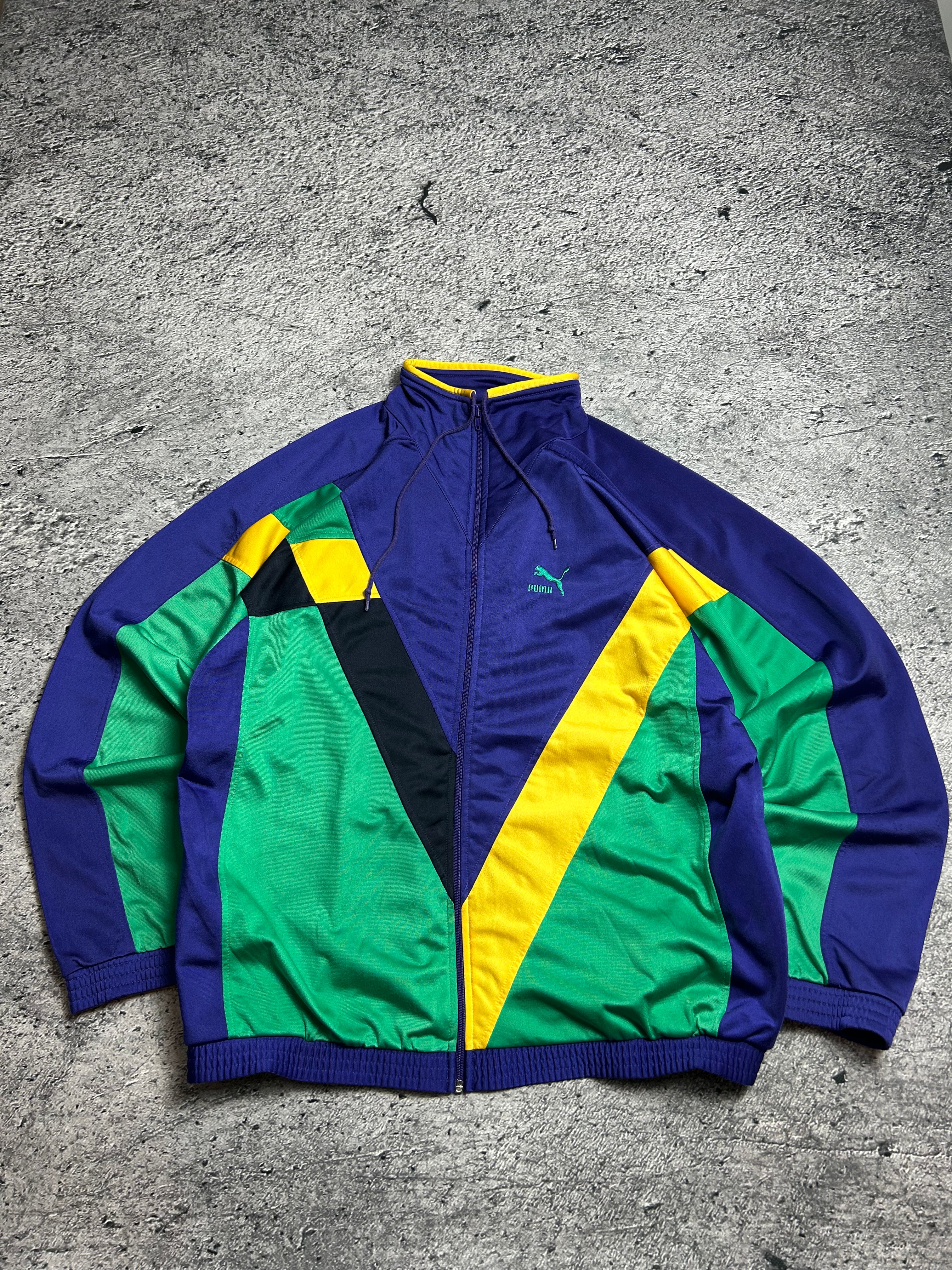 Multicolor Vintage 90s Puma Trackjacket Zip Bluza Rozmiar XL