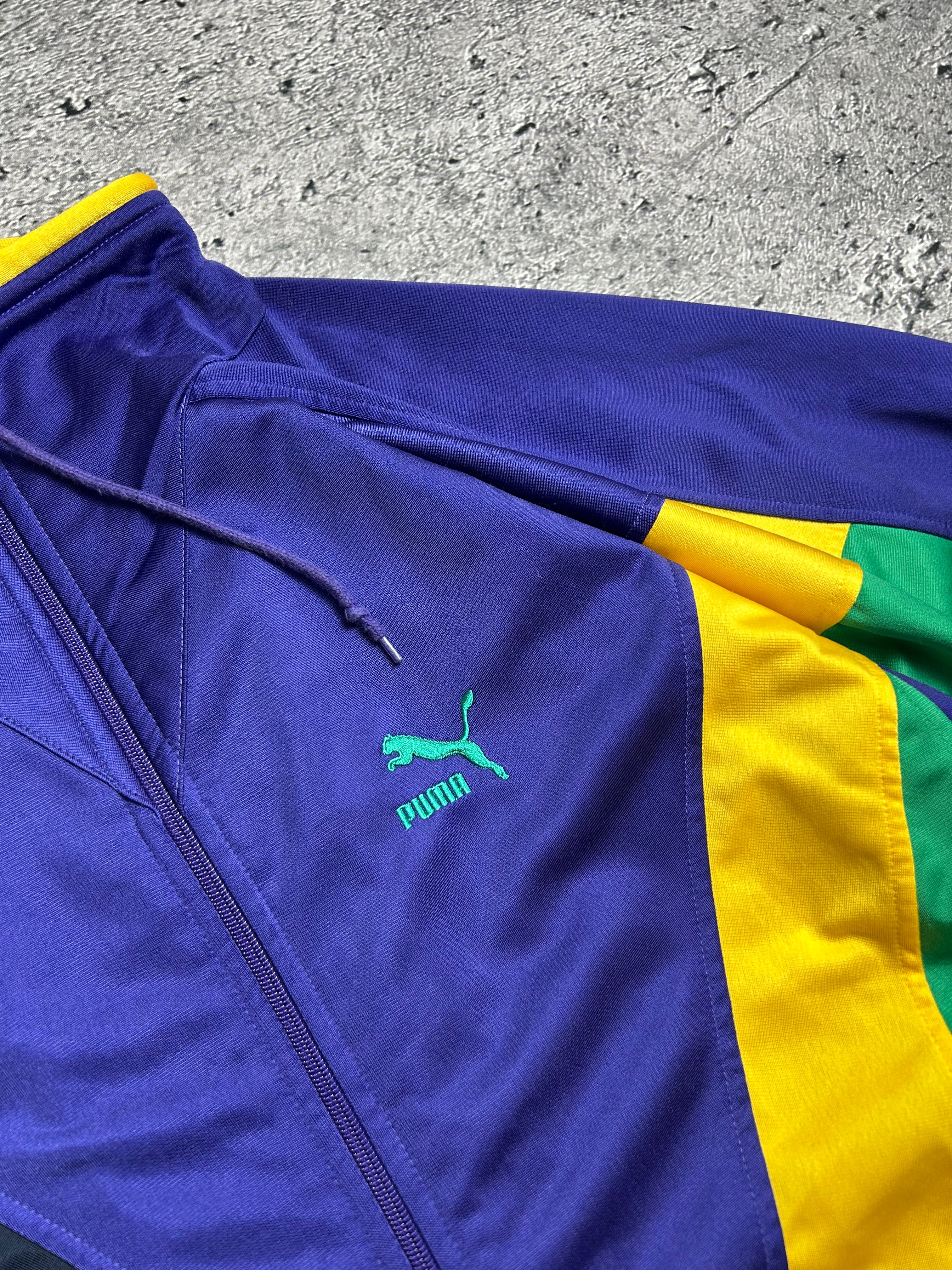 Multicolor Vintage 90s Puma Trackjacket Zip Bluza Rozmiar XL