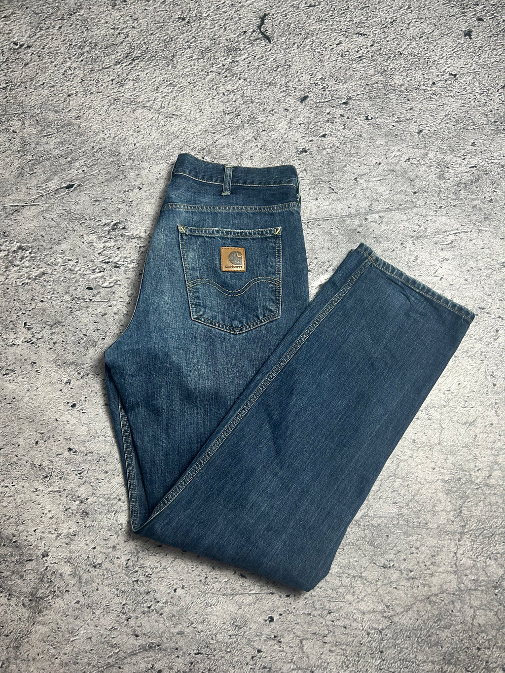 Granatowe Spodnie Jeansy Carhartt Texas Pant Rozmiar 31x34