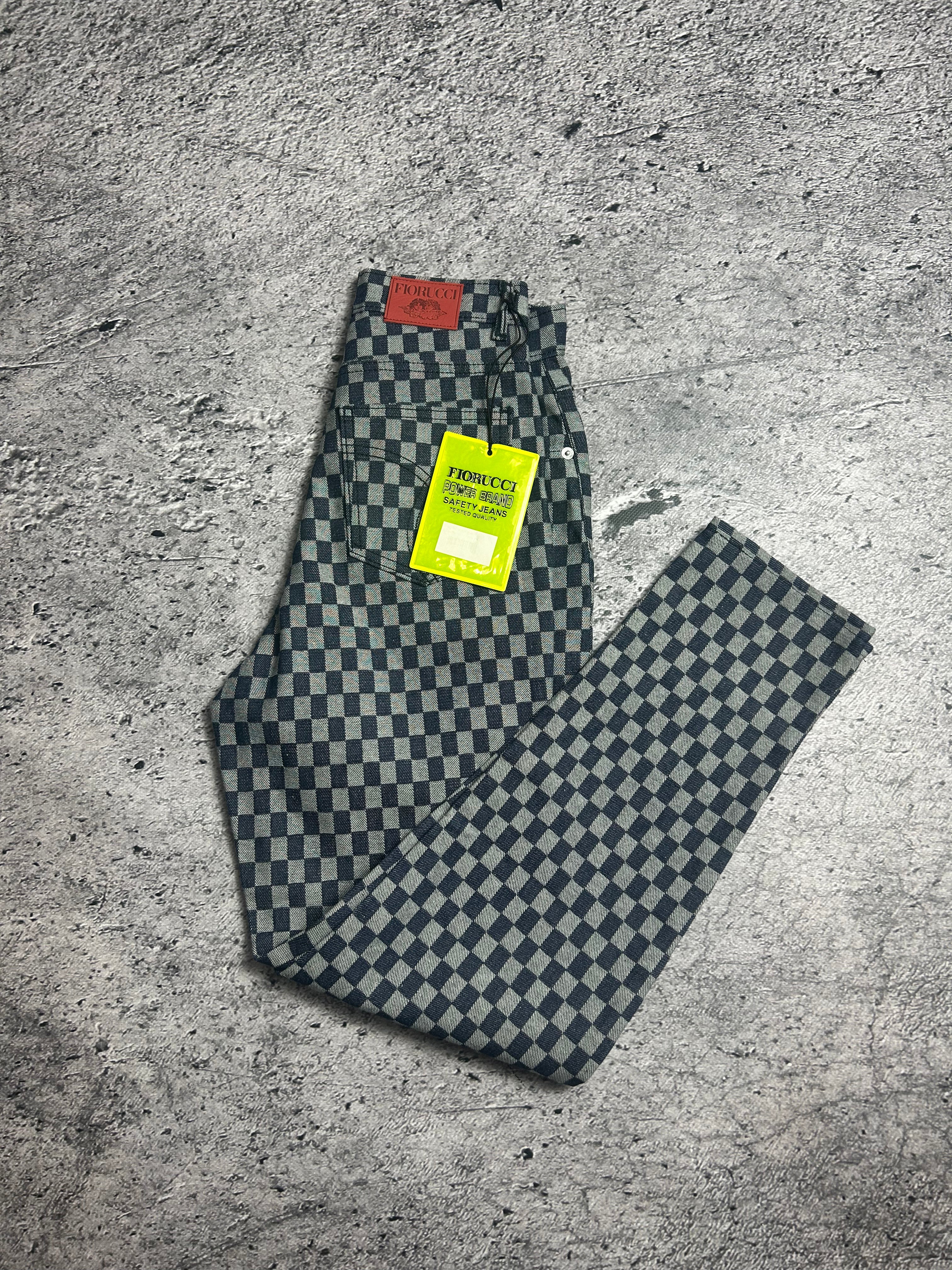 Nowe Oryginalne Spodnie Fiorucci Jeans Checkerboard Print Rozmiar 26