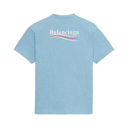 Koszulka Balenciaga Political Campaign oversize baby blue — tył z dużym logo