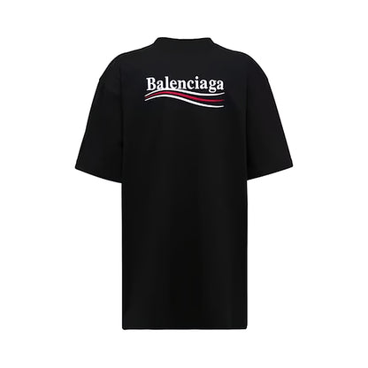Koszulka Balenciaga Political Campaign oversize czarna — tył z dużym logo