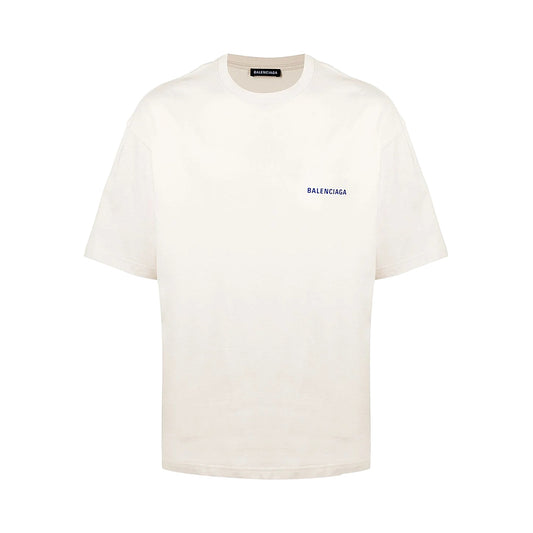 Koszulka Balenciaga Logo oversize kremowa — przód
