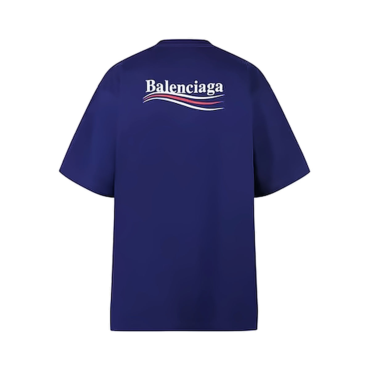 Koszulka Balenciaga Political Campaign oversize granatowa — tył z dużym logo