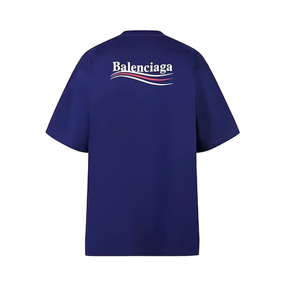 Koszulka Balenciaga Political Campaign oversize granatowa — tył z dużym logo