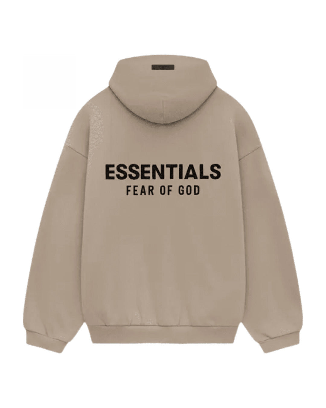 Bluza Essentials Fear of God Fleece II Hoodie Desert Sand — tył z napisem