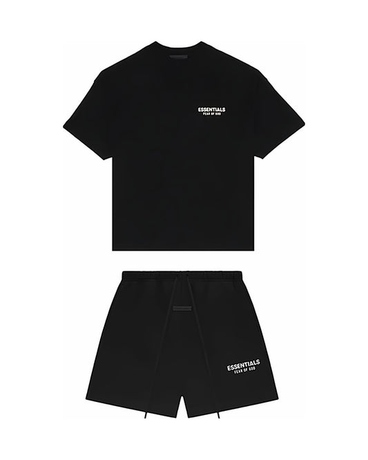 Letni set Essentials Fear of God Black — koszulka + szorty — obie części