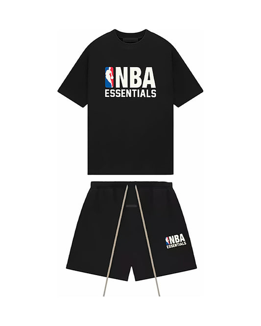 Letni set Essentials Fear of God NBA Black — koszulka + szorty — obie części