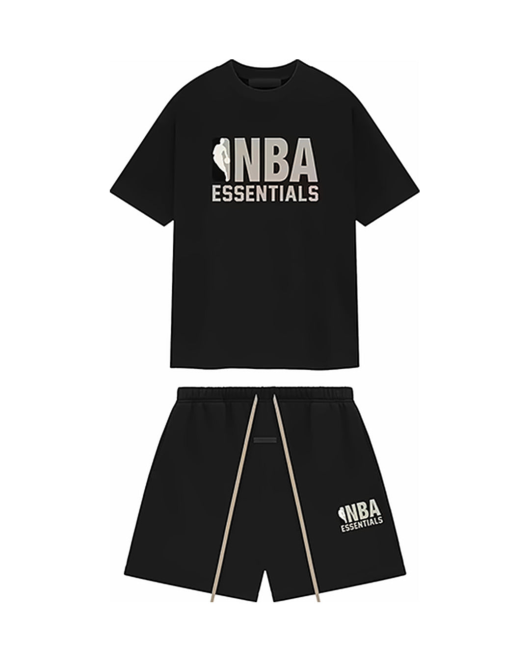 Letni set Essentials Fear of God NBA Black Dark Logo — koszulka + szorty — obie części
