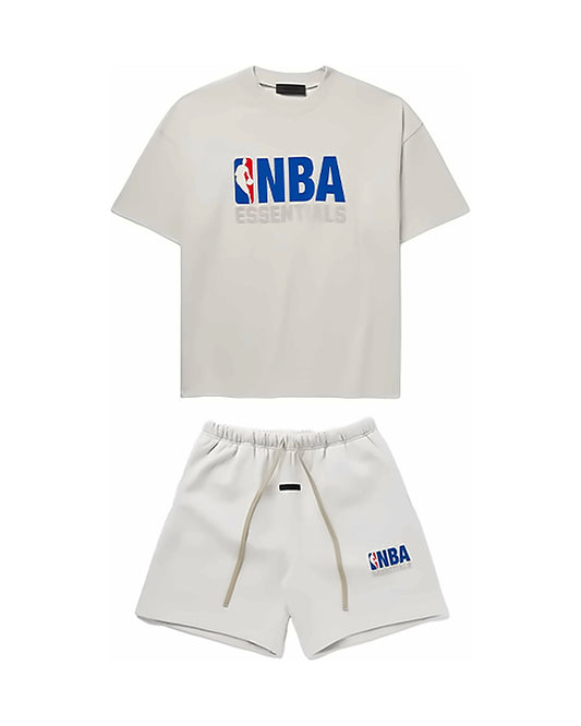 Letni set Essentials Fear of God NBA Grey — koszulka + szorty — obie części