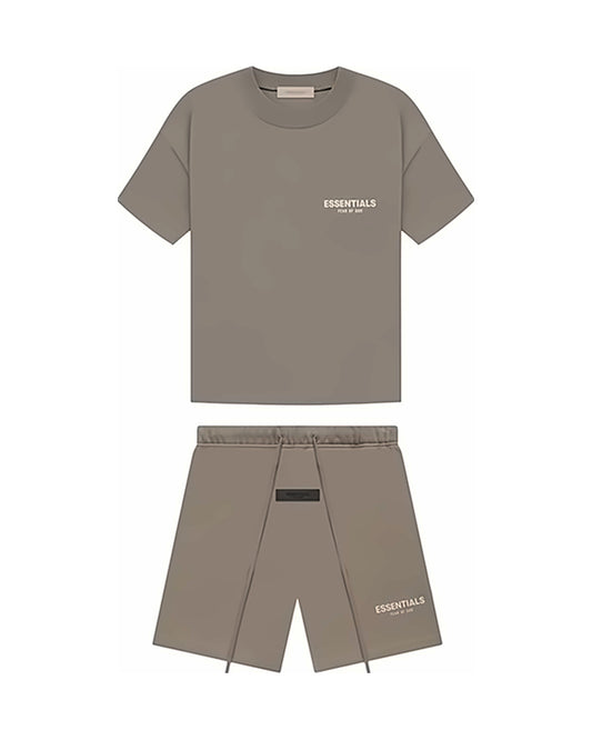 Letni set Essentials Fear of God Taupe — koszulka + szorty — obie części
